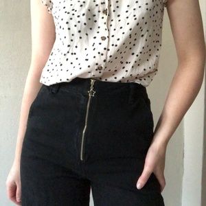 Chorus Petite Wide Leg Star Zipper Pants